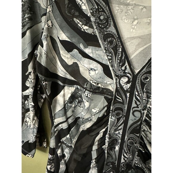 Vintage EMILIO PUCCI Black Grey Long Sleeves Top Blouse Shirt Size 12 US - Picture 5 of 13